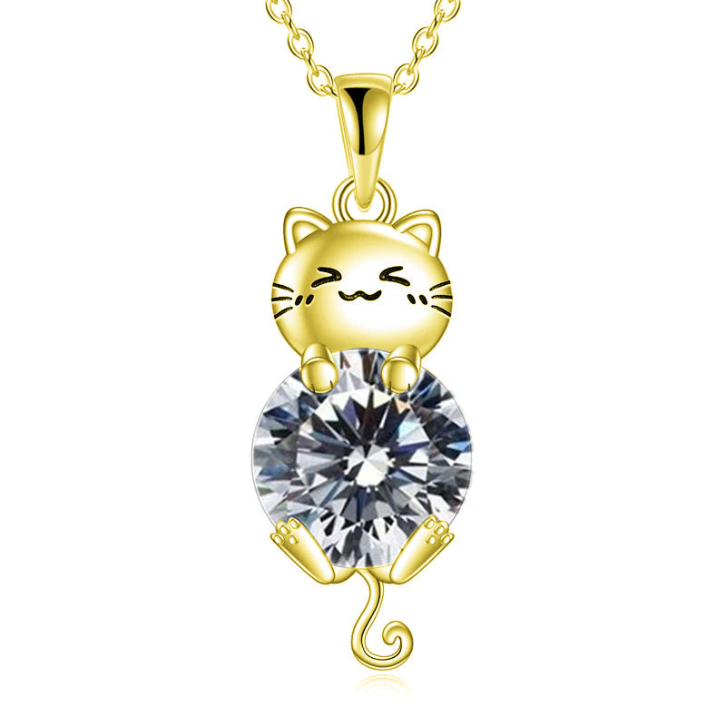 Cat Birthstone Necklace 925 Silver