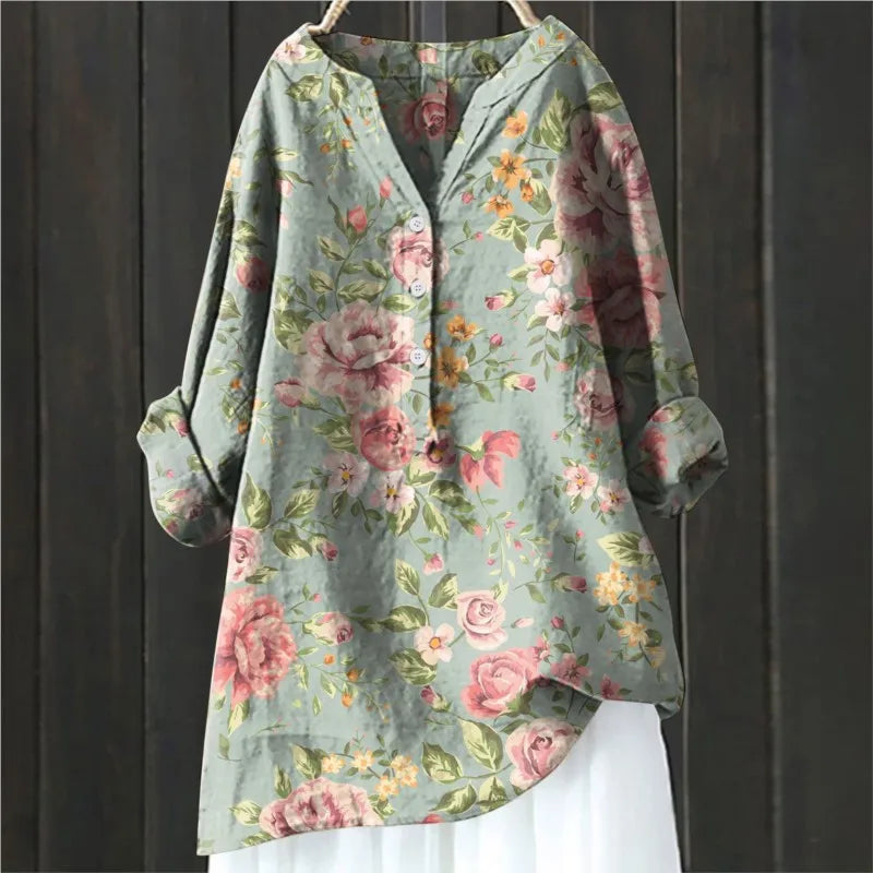 Aiza™ Long Sleeve Blouse with Floral Pattern