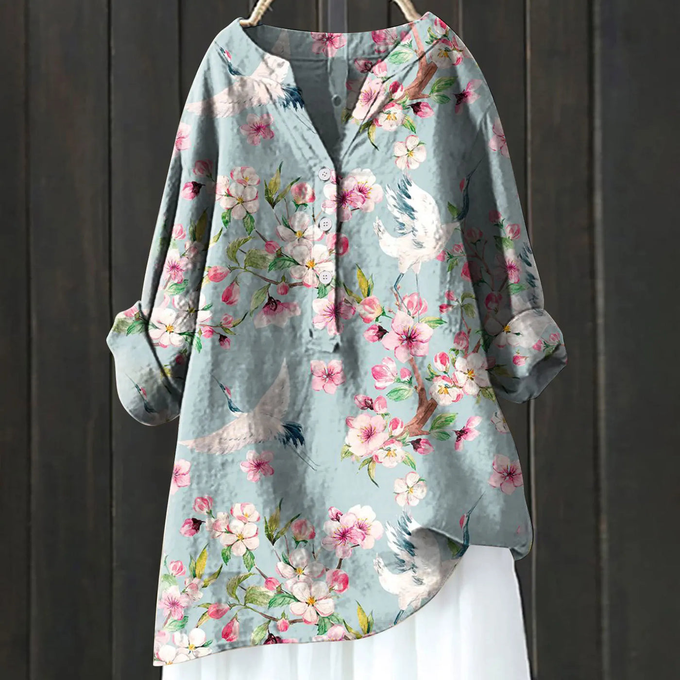 Aiza™ Long Sleeve Blouse with Floral Pattern