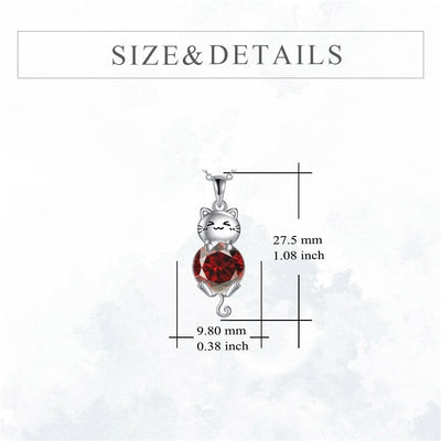 Cat Birthstone Necklace 925 Silver